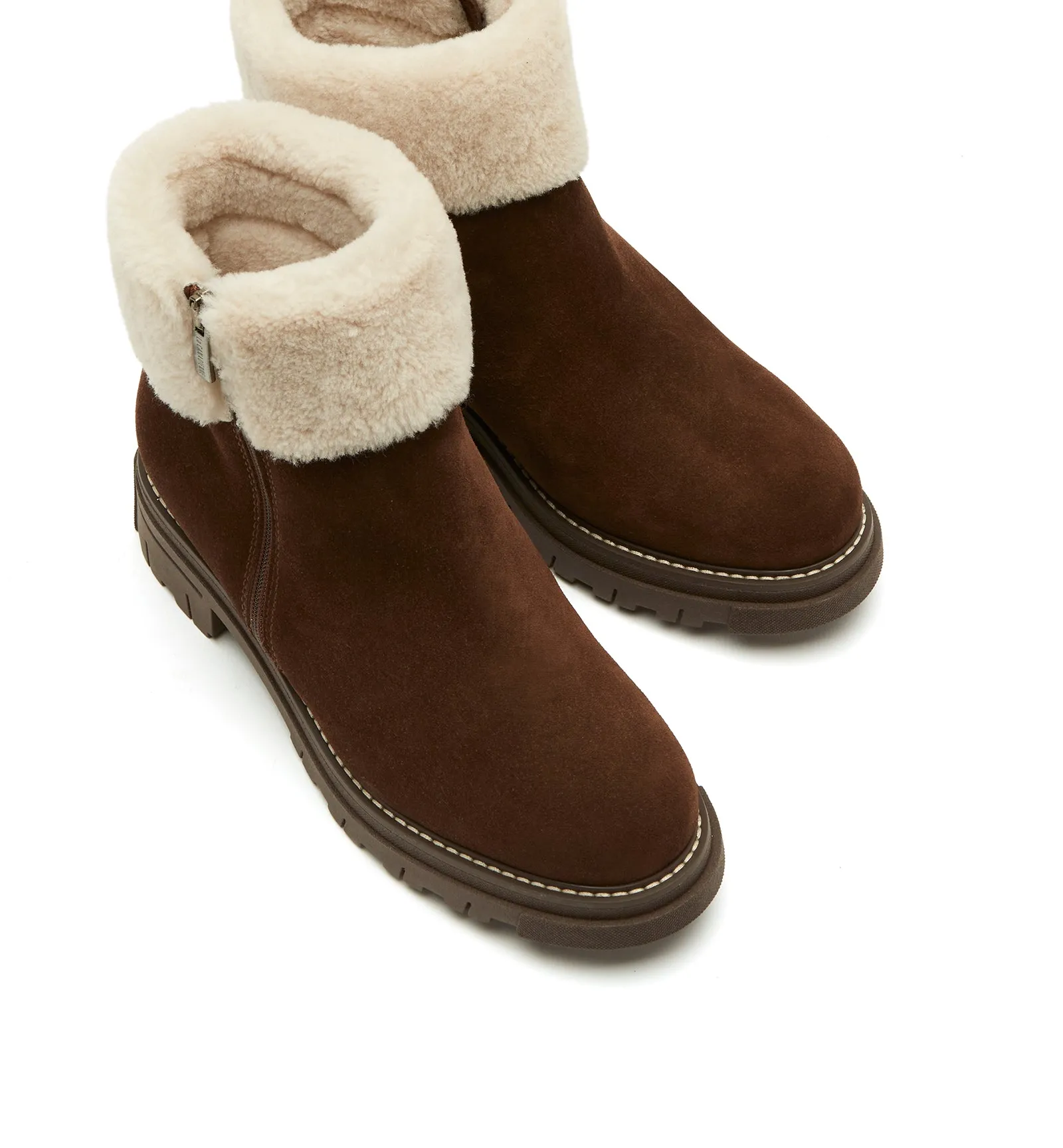 DECLAN SHEARLING-LINED SUEDE BOOTIE