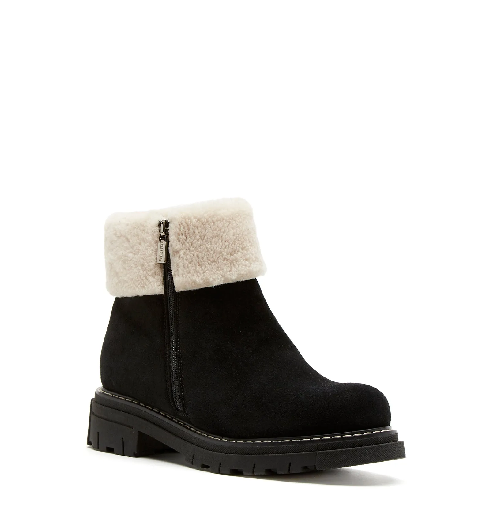 DECLAN SHEARLING-LINED SUEDE BOOTIE