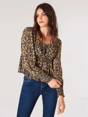 Ditsy Floral Peplum Hem Top | Apricot Clothing