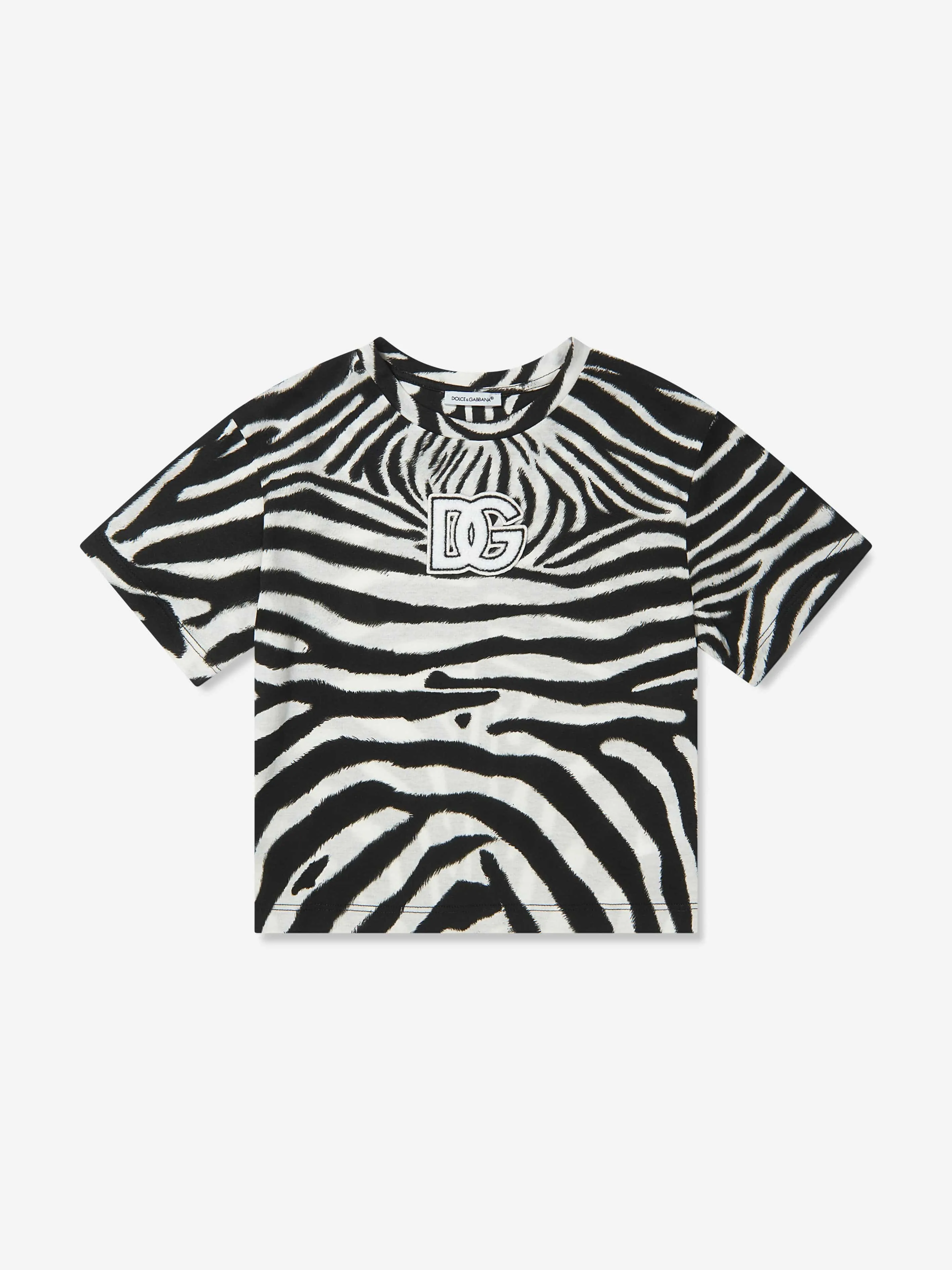 Dolce & Gabbana Kids - Girls Zebra Print Logo T-Shirt | Childsplay Clothing