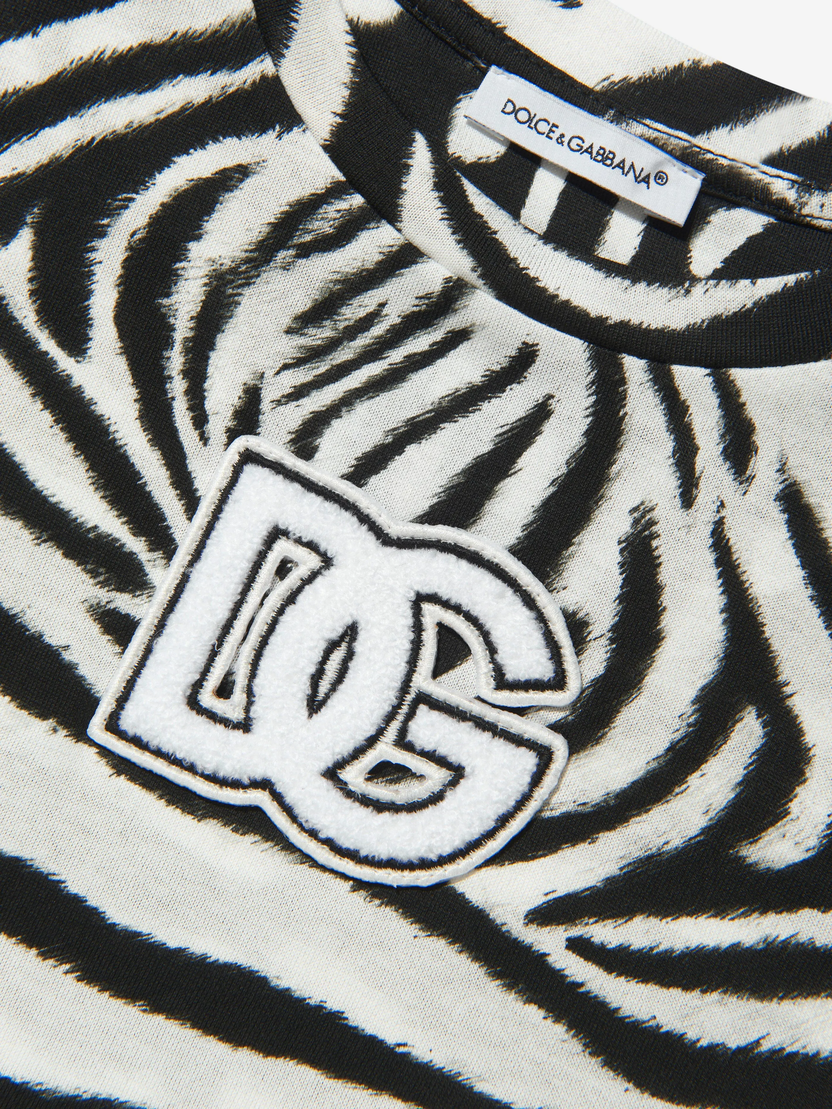 Dolce & Gabbana Kids - Girls Zebra Print Logo T-Shirt | Childsplay Clothing