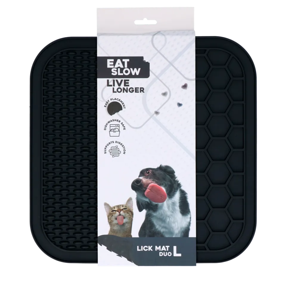 Eat Slow Live Longer Lick Mat Duo L Grey