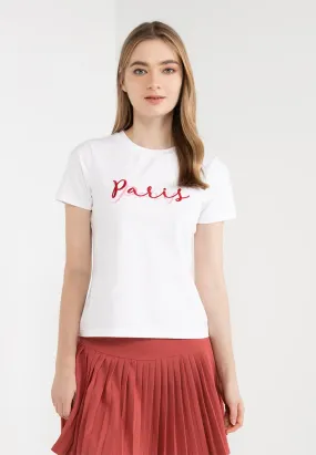 ELLE Leisure  “PARIS” Letter Printed Tee