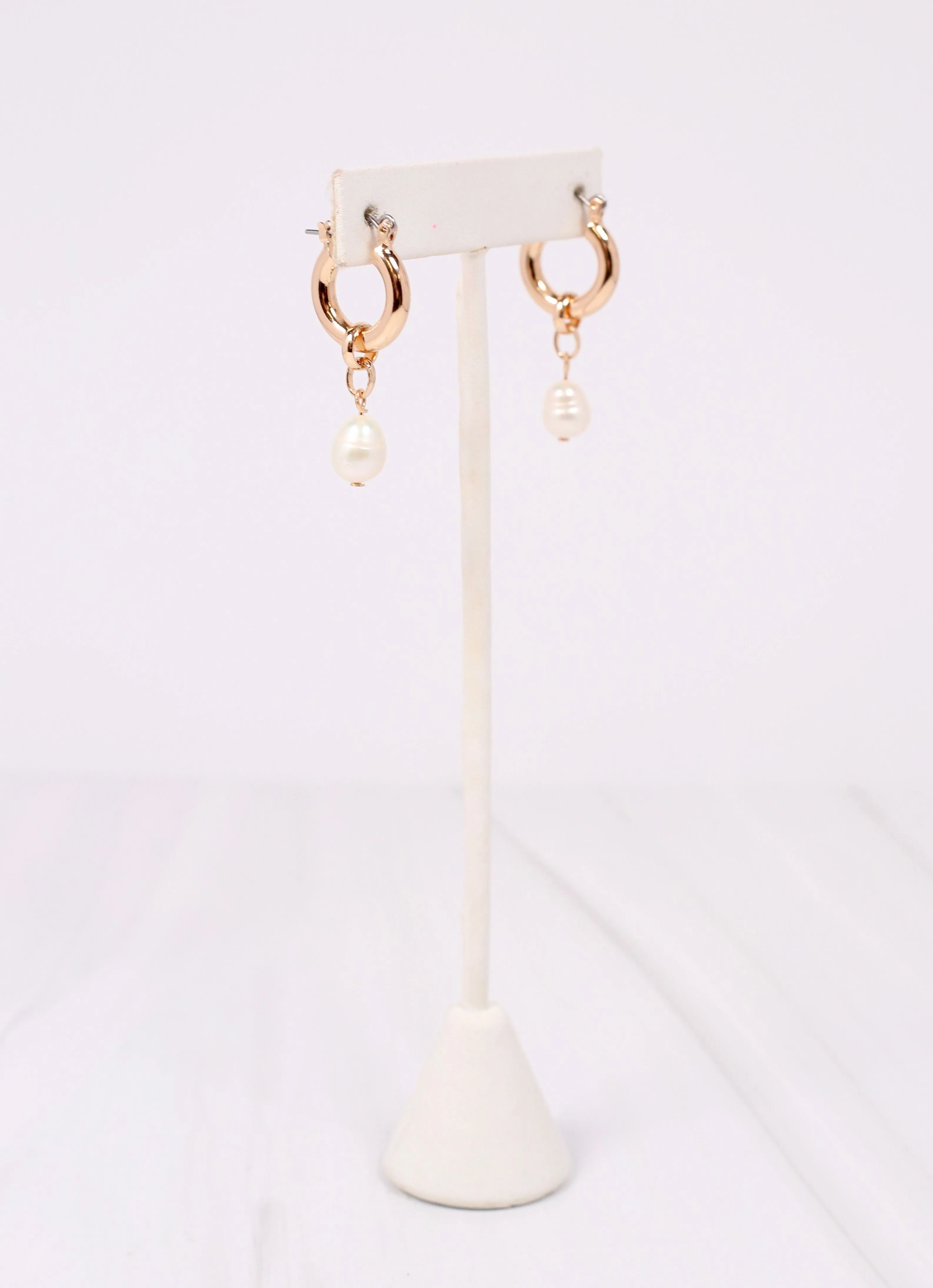 Emilie Pearl Hoop Earring GOLD