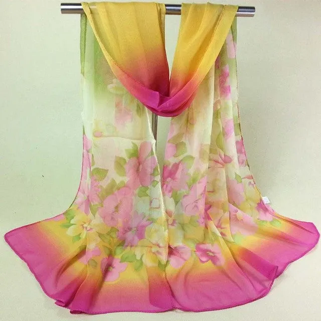 Fashion Scarves Women's Scarf Long Shawl chiffon scarf Lady Flower Long Wrap Women's Shawl Scarves Bufandas GS