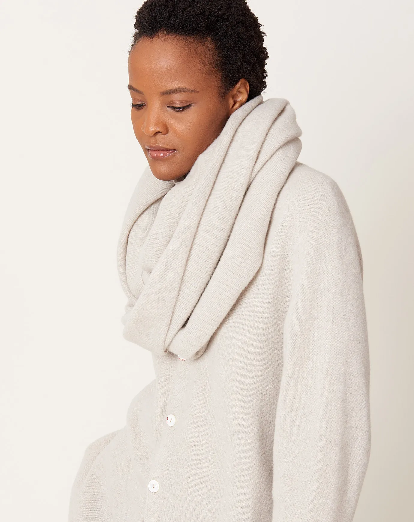 Fine Merino Wool Snood Scarf in Beige