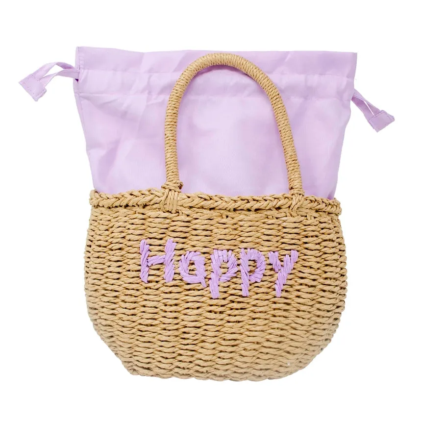 Girls Wicker Basket Handbag