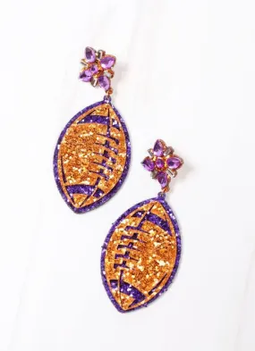 Glitter Football Earring ORANGE PURPLE