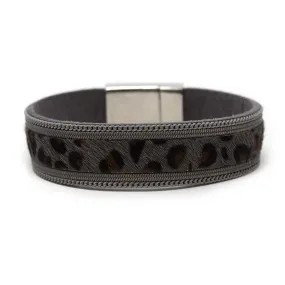 Grey Animal Print Leather Bracelet