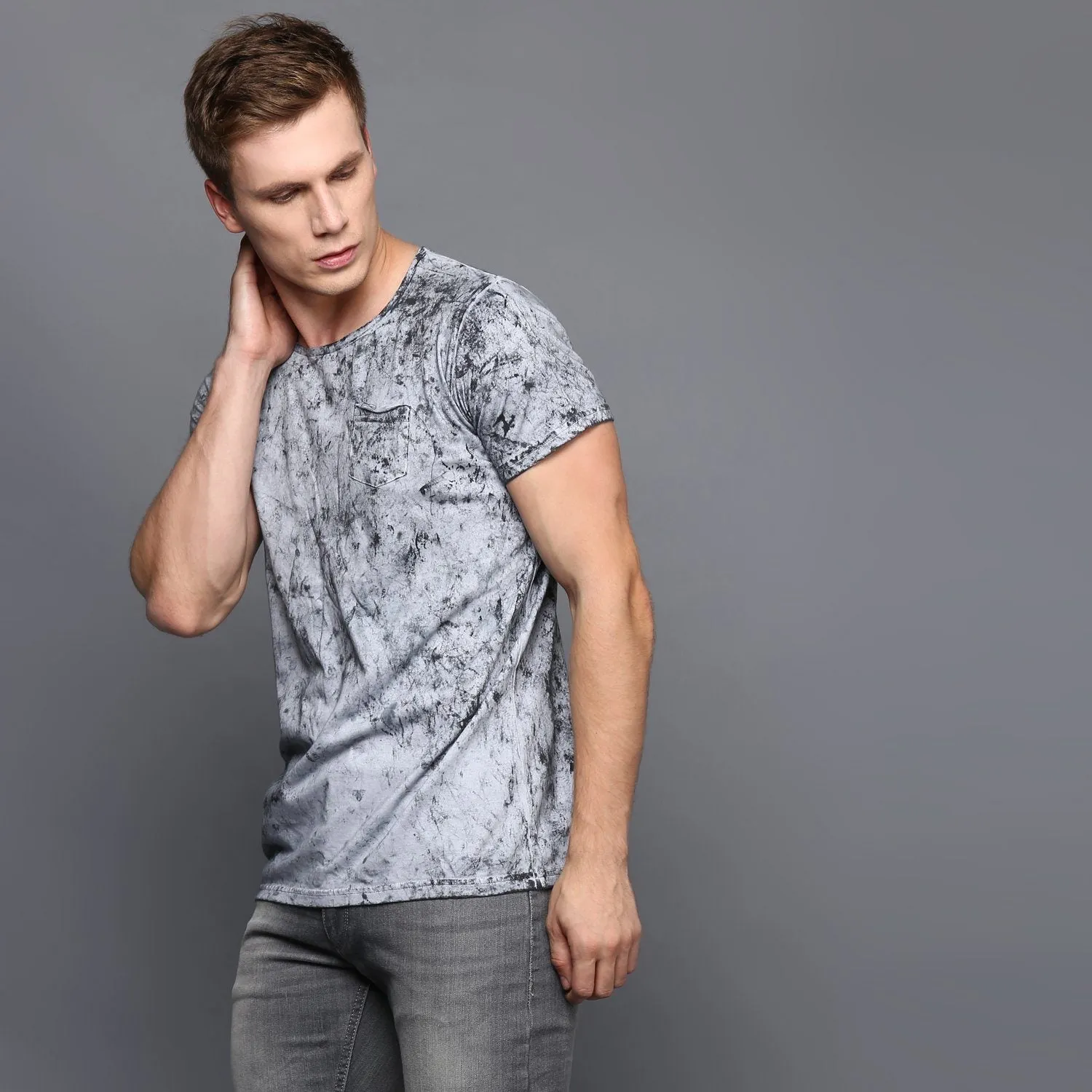 Grey Cloud Wash Basic T-Shirt