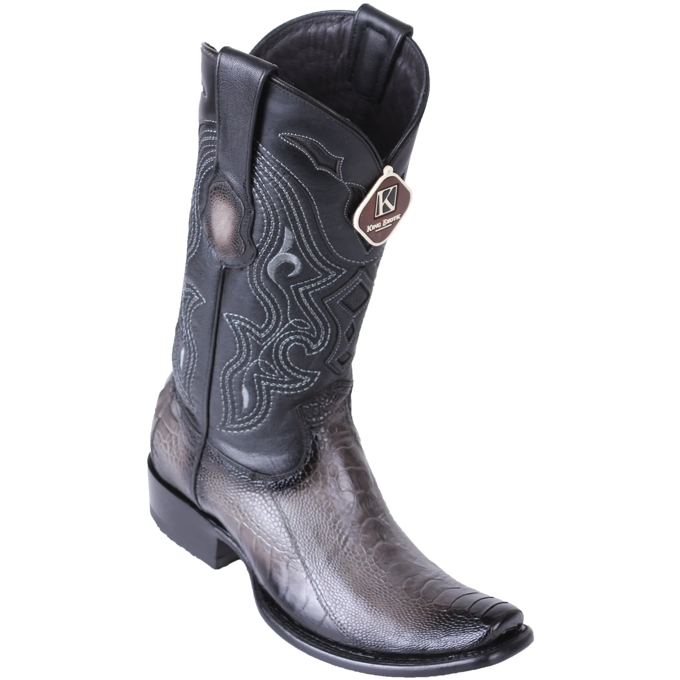 Grey Ostrich Boots Dubai Toe