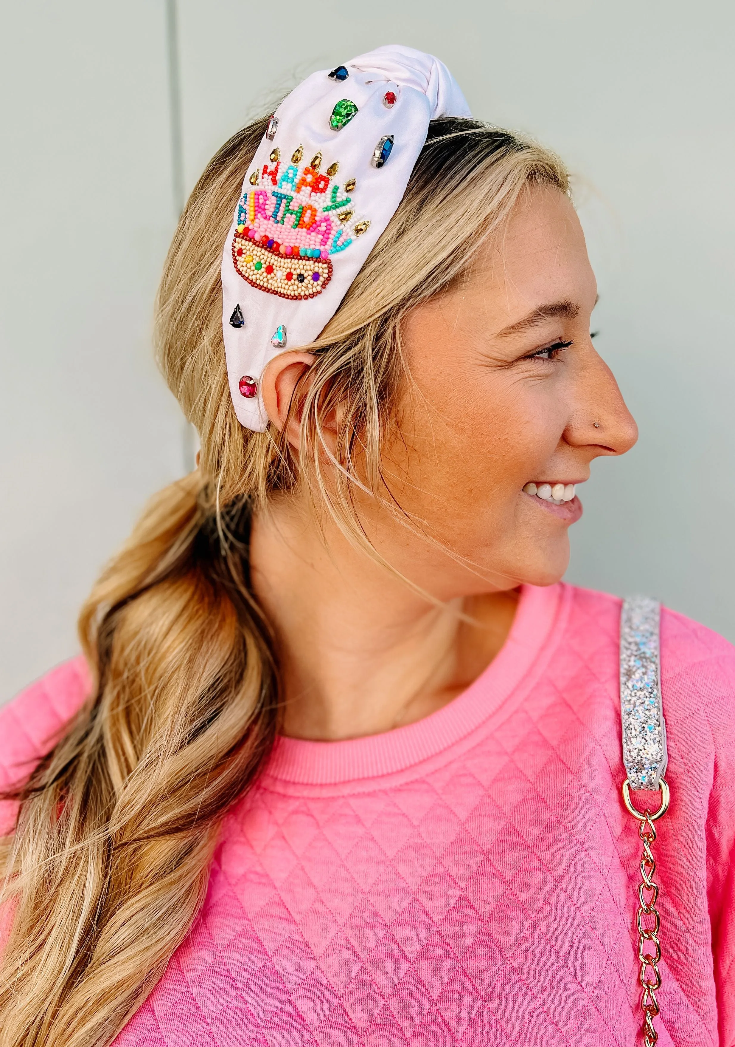 Happy Birthday Cake Headband WHITE MULTI