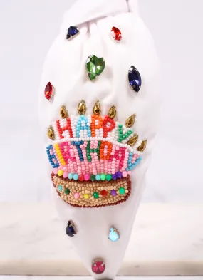 Happy Birthday Cake Headband WHITE MULTI