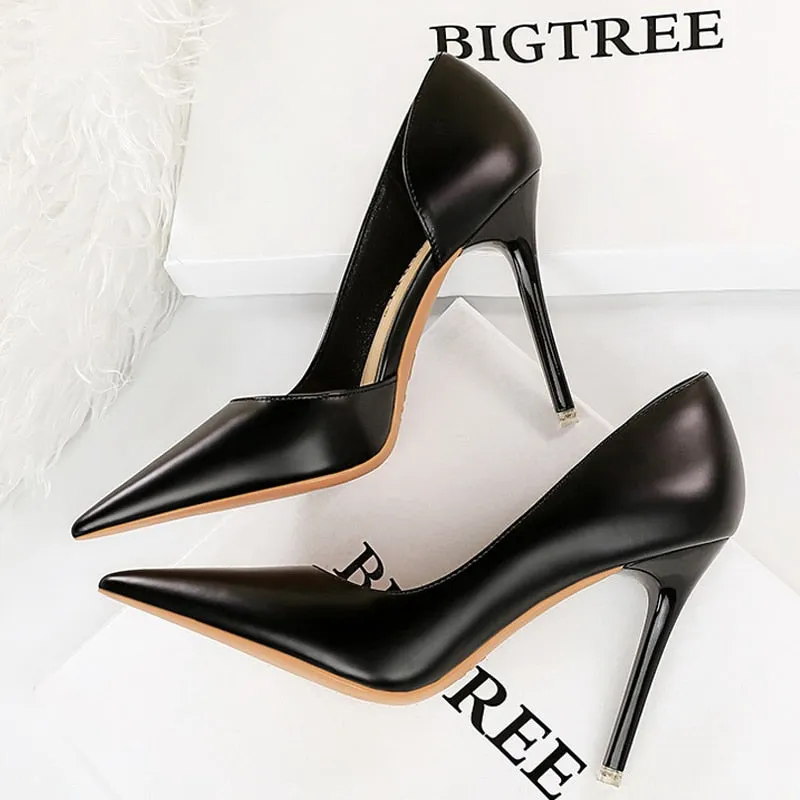 HIGH  Quality Leather High Heels Fashion Stiletto Luxurious Elegant Pumps