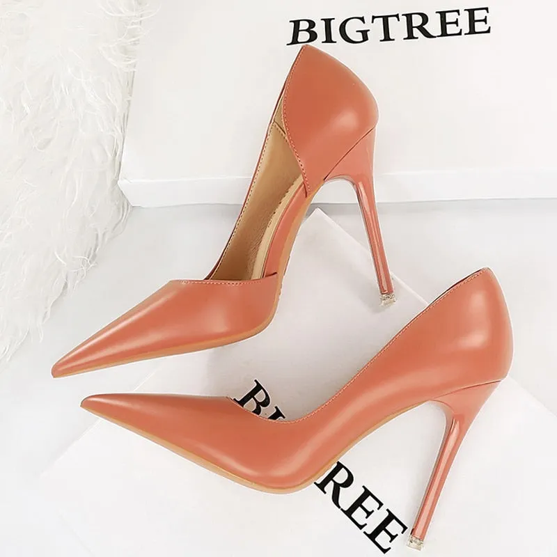 HIGH  Quality Leather High Heels Fashion Stiletto Luxurious Elegant Pumps