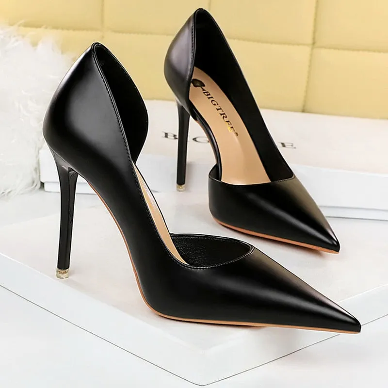 HIGH  Quality Leather High Heels Fashion Stiletto Luxurious Elegant Pumps