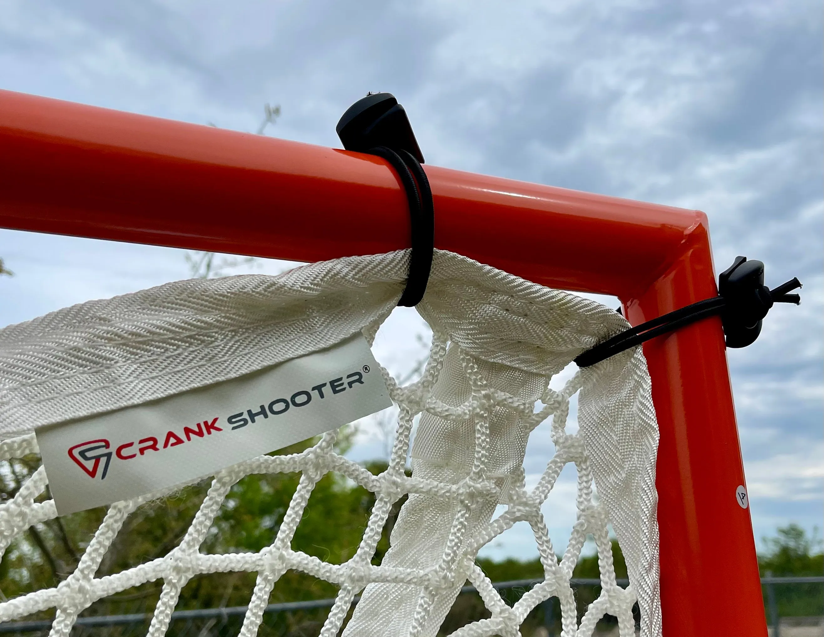 High School Practice Goal & 6mm or 7mm Net Combo, 59 lbs, 6'x6'x7', Posts w/ Lacing Rails by Crankshooter - Choice of White or B