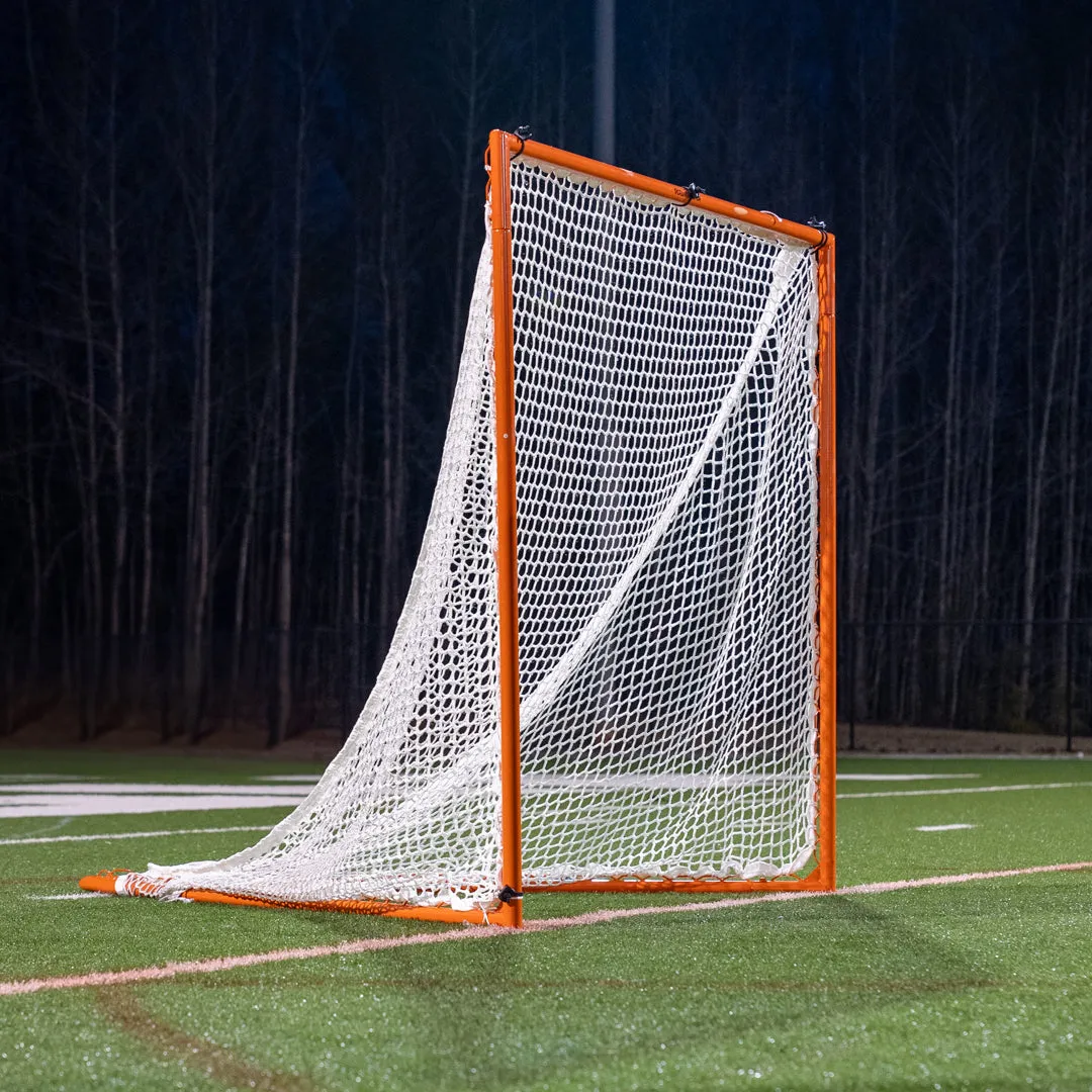 High School Practice Goal & 6mm or 7mm Net Combo, 59 lbs, 6'x6'x7', Posts w/ Lacing Rails by Crankshooter - Choice of White or B