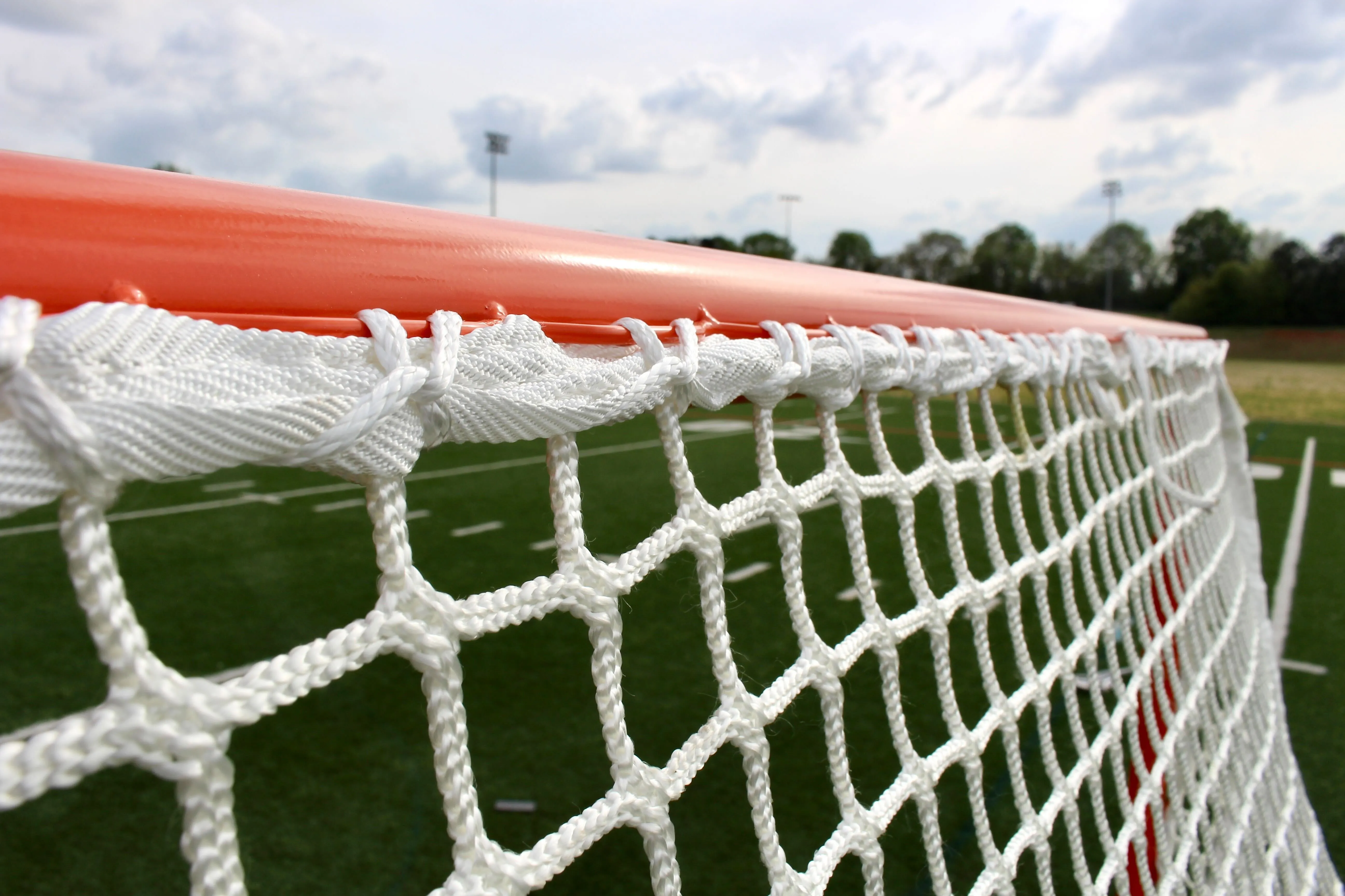 High School Practice Goal & 6mm or 7mm Net Combo, 59 lbs, 6'x6'x7', Posts w/ Lacing Rails by Crankshooter - Choice of White or B