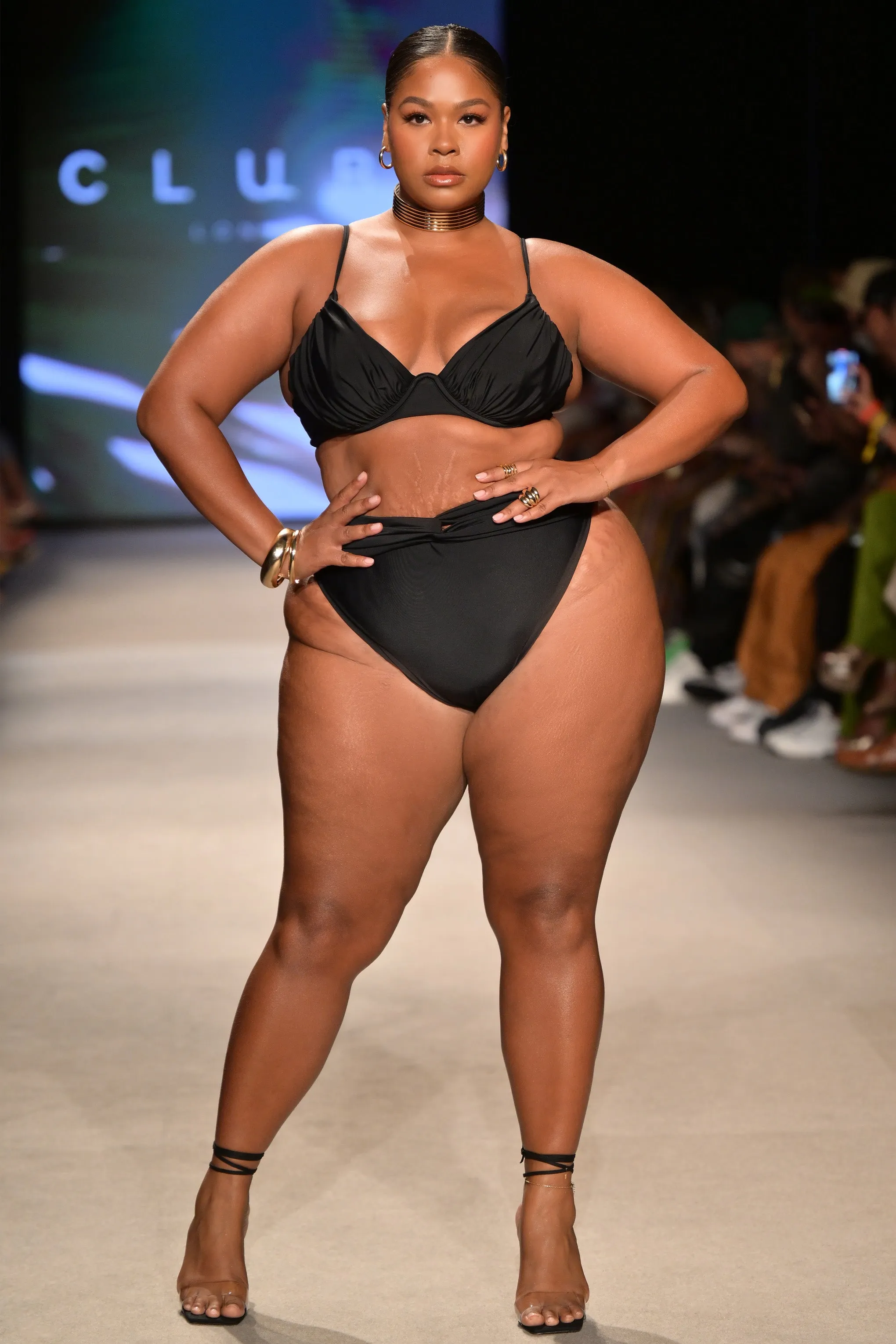 High Tide | Black High Waisted Twist Front Bikini Bottoms