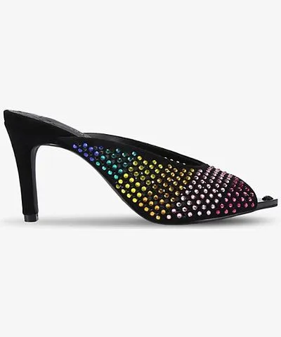 Kurt Geiger Womens Black/Comb Regent crystal-embellished suede mules