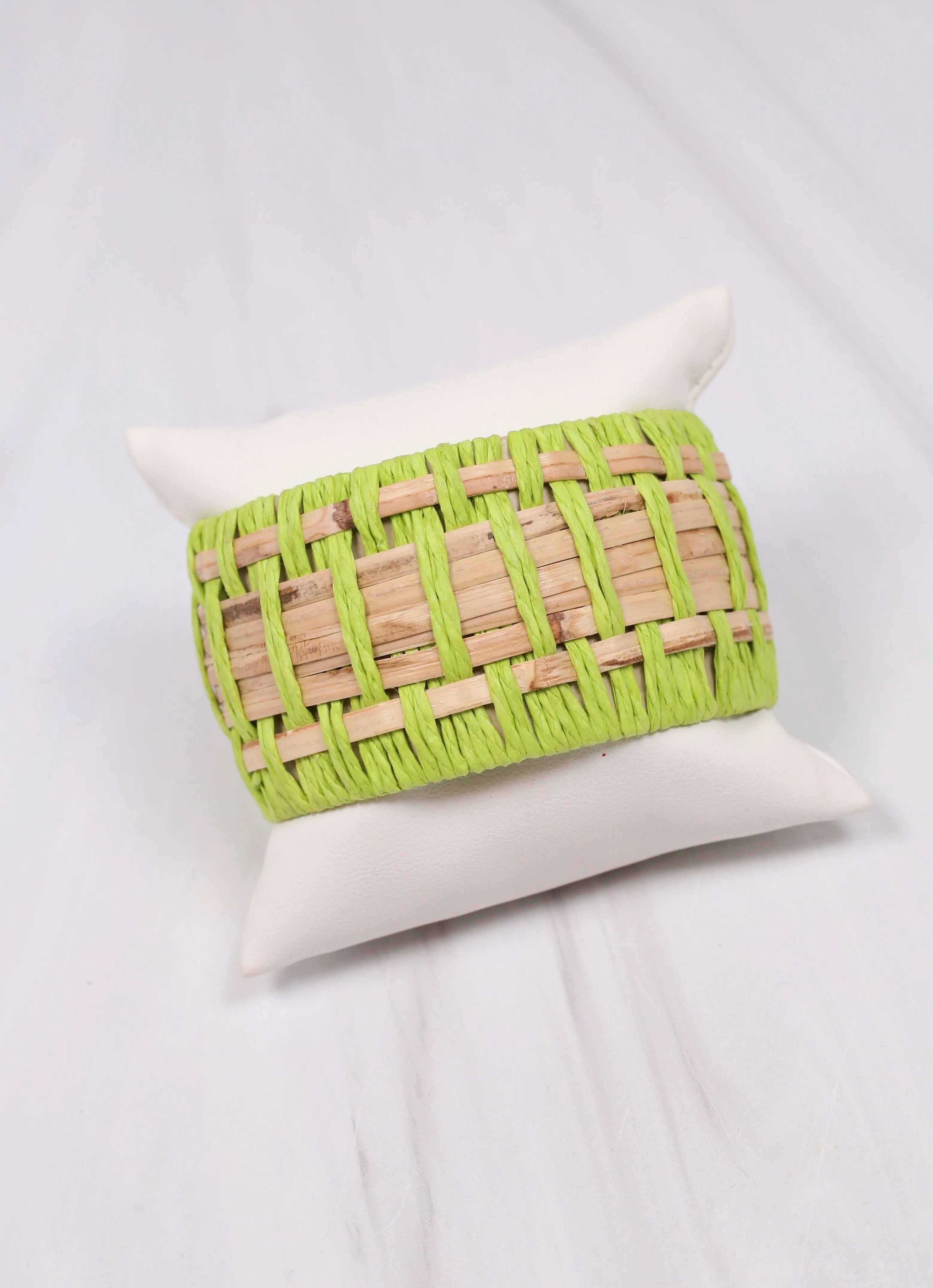 Leander Woven Cuff Bracelet LIME GREEN