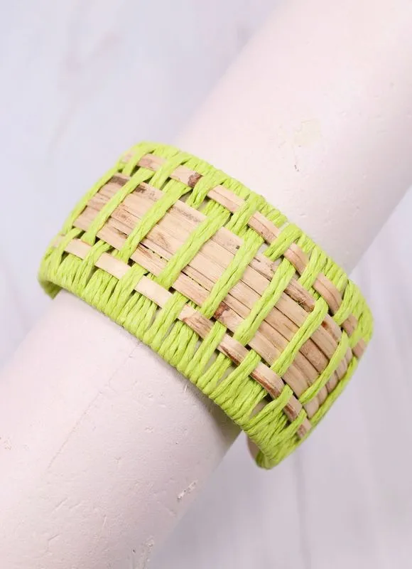 Leander Woven Cuff Bracelet LIME GREEN