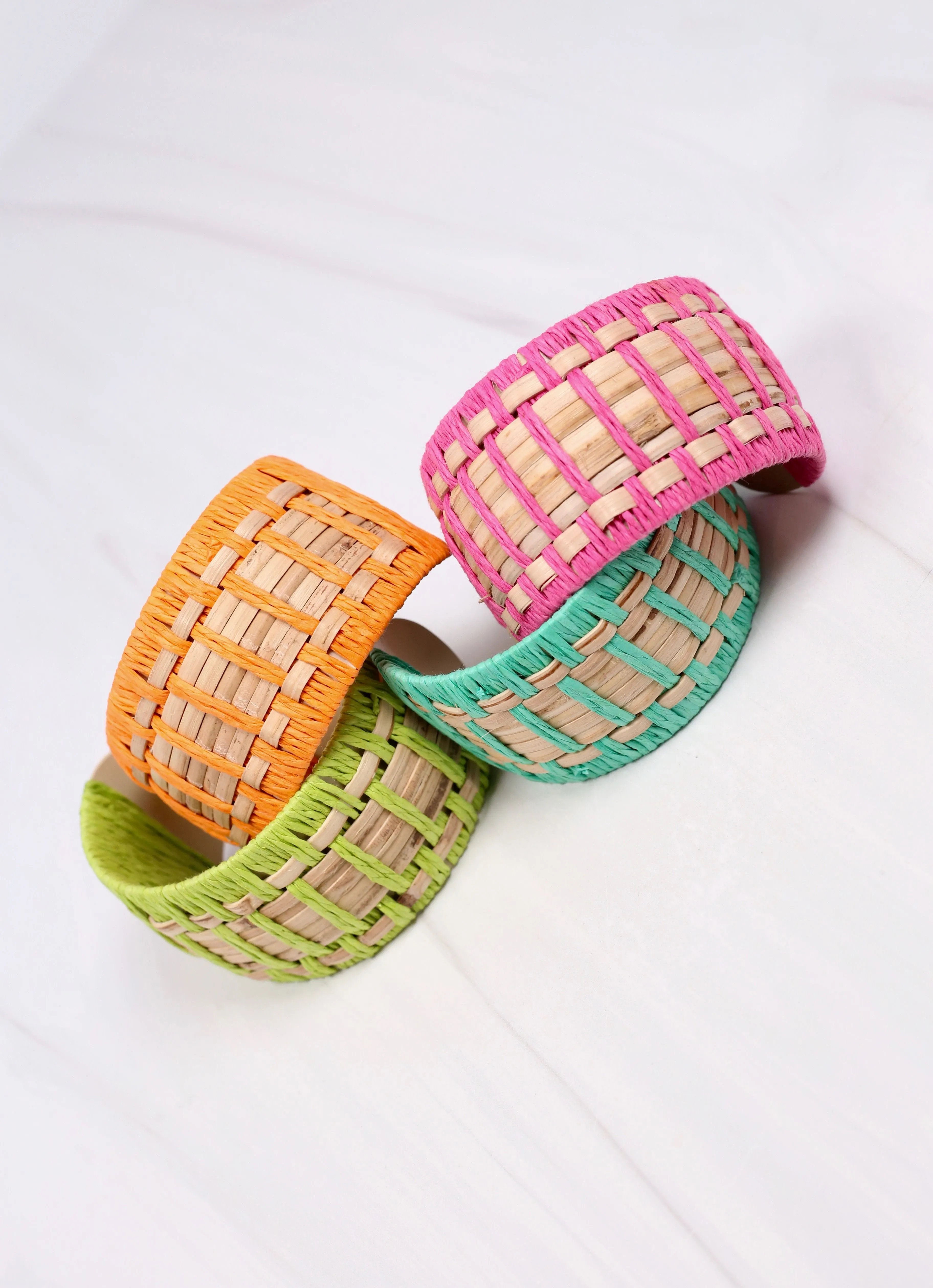 Leander Woven Cuff Bracelet LIME GREEN