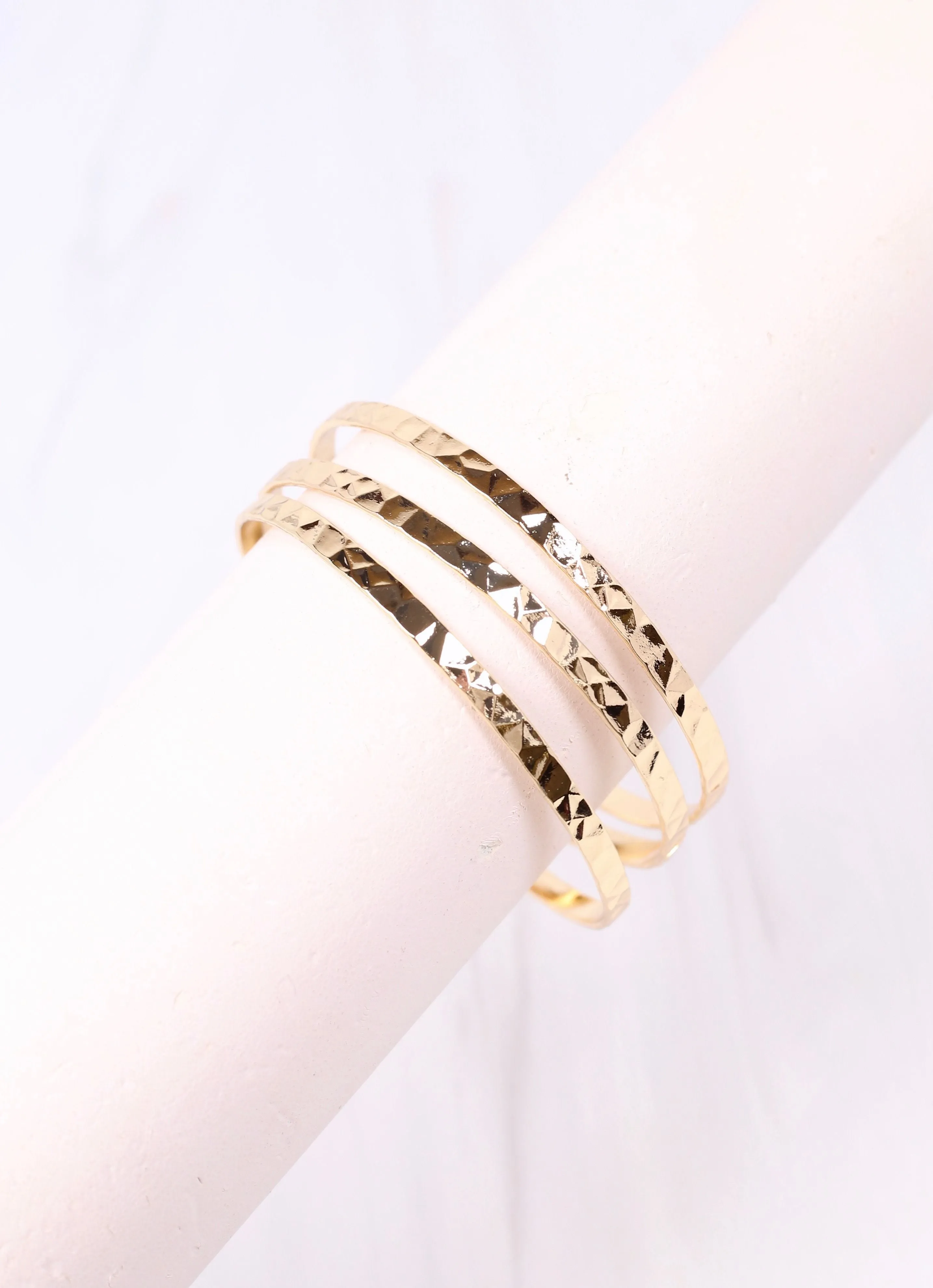 Leonardo Hammered Bracelet Set GOLD