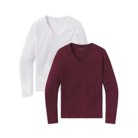 Long Sleeve V-Neck Tee Marcy 2-Pack