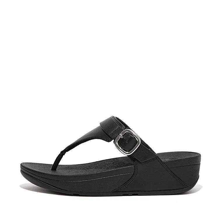  Lulu Toe Post Buckle Sandal in Black Leather  