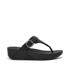  Lulu Toe Post Buckle Sandal in Black Leather  