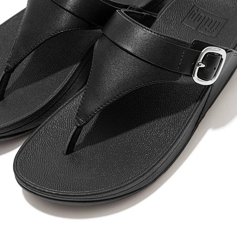  Lulu Toe Post Buckle Sandal in Black Leather  