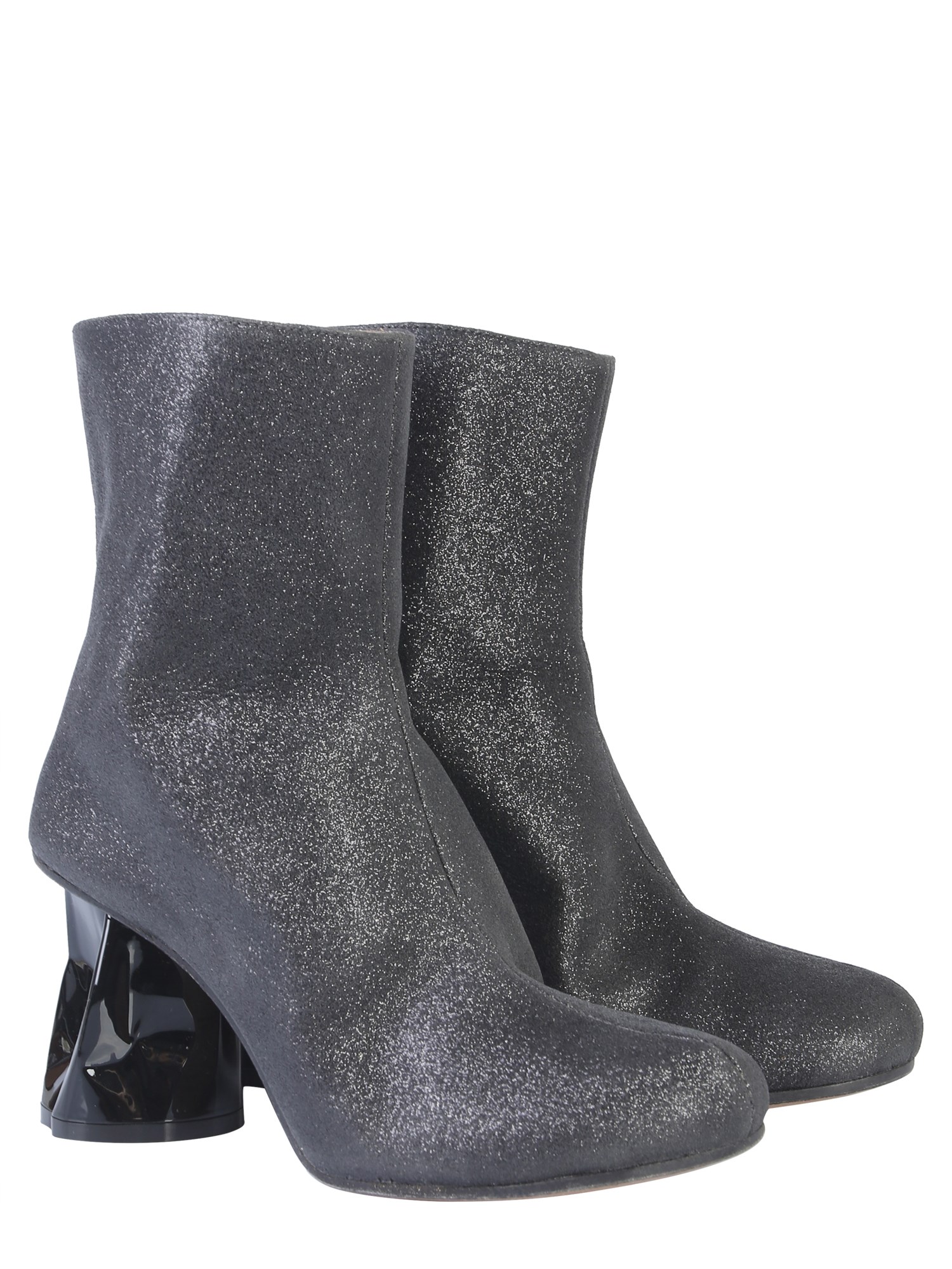 MAISON MARGIELA    GLITTER BOOT WITH CRUSHED HEEL