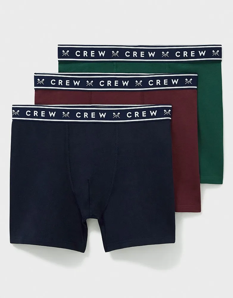 Men's 3 Pack Jersey Boxers - Navy Red Green from Crew Clothing Company