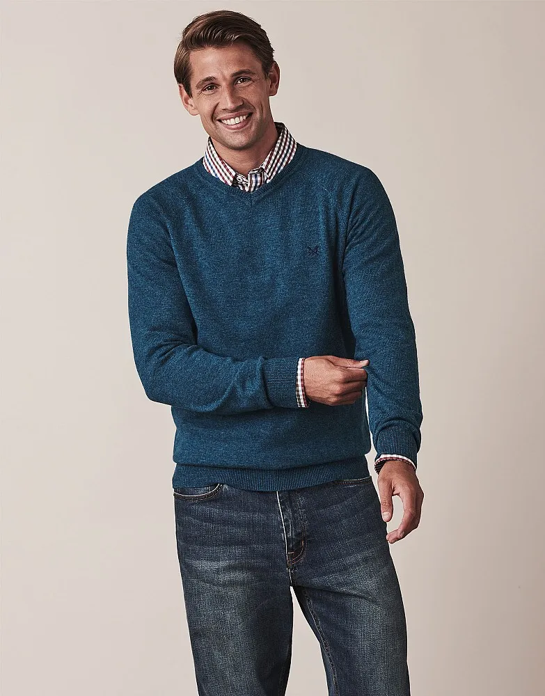 Men's Merino Cashmere V Neck Jumper from Crew Clothing Company