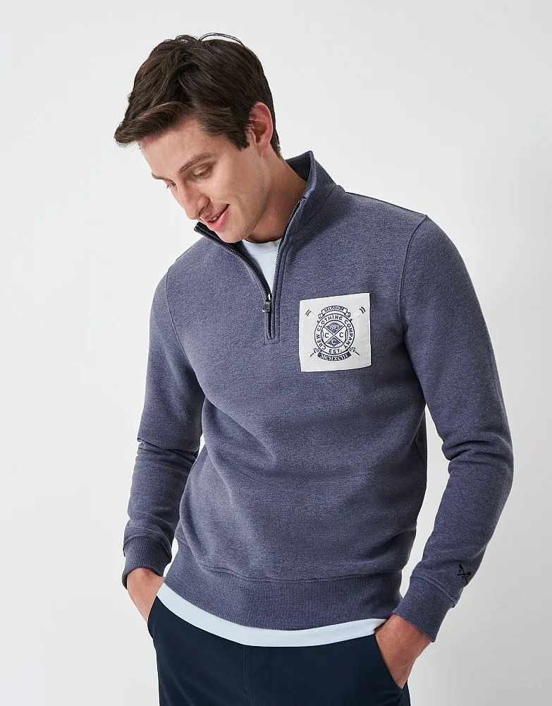 Men's Salcombe Patch Half Zip Sweatshirt from Crew Clothing Company