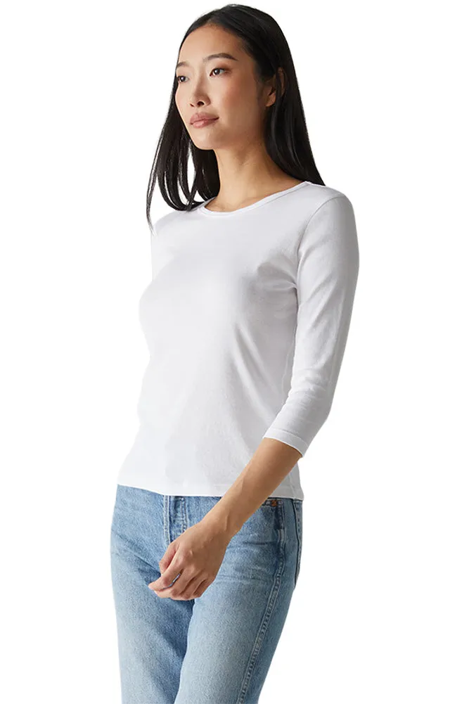 Michael Stars Dakota 3/4 Sleeve Tee in White