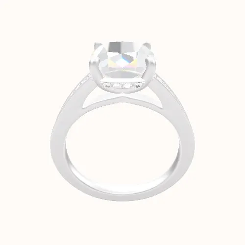 Micropave Cathedral Engagement Ring With Low Set Pave  Hidden Halo Head