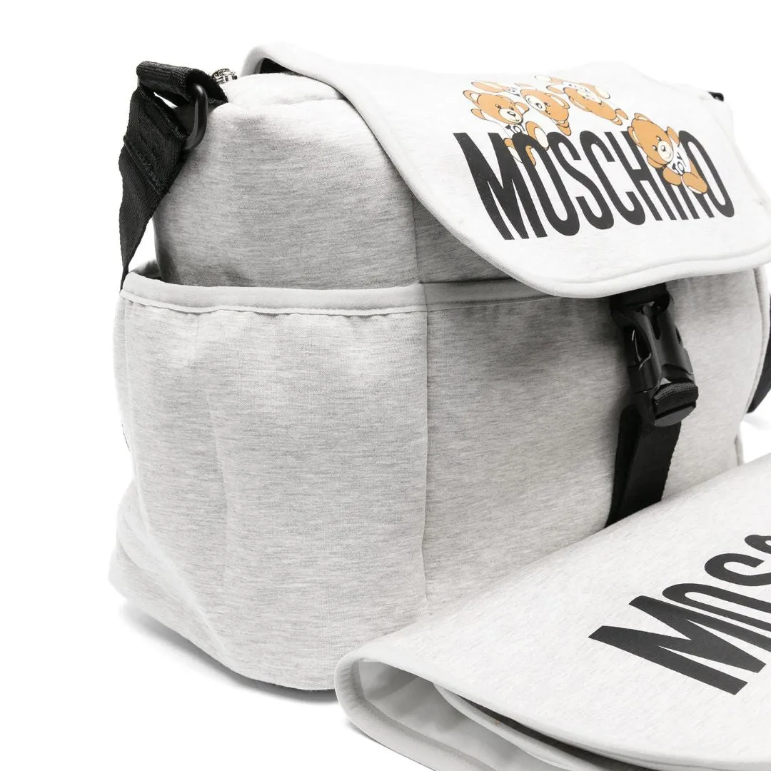 Moschino Nappy Bag Logo Bear Grey