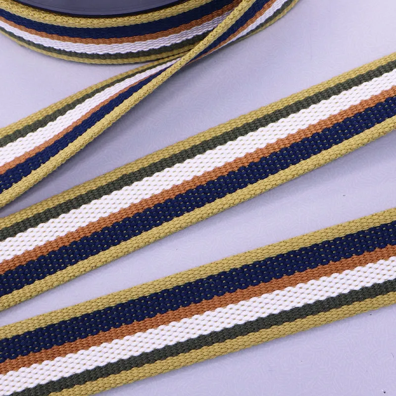 Mustard, Navy, Khaki Stripe Webbing