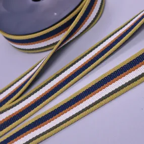 Mustard, Navy, Khaki Stripe Webbing