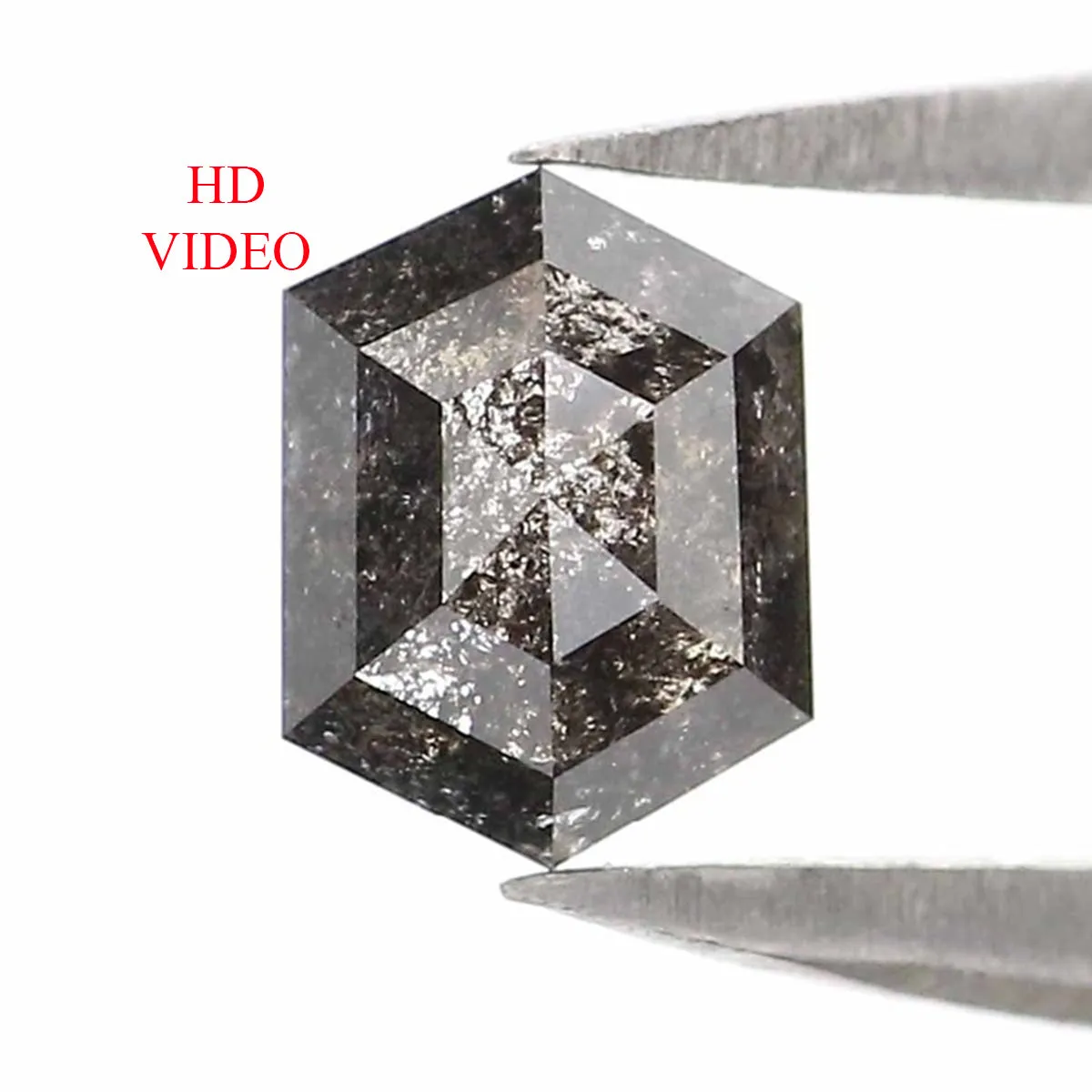 Natural Loose Hexagon Black Grey Salt And Pepper Color Diamond 0.50 CT 5.35 MM Hexagon Shape Rose Cut Diamond KR2541