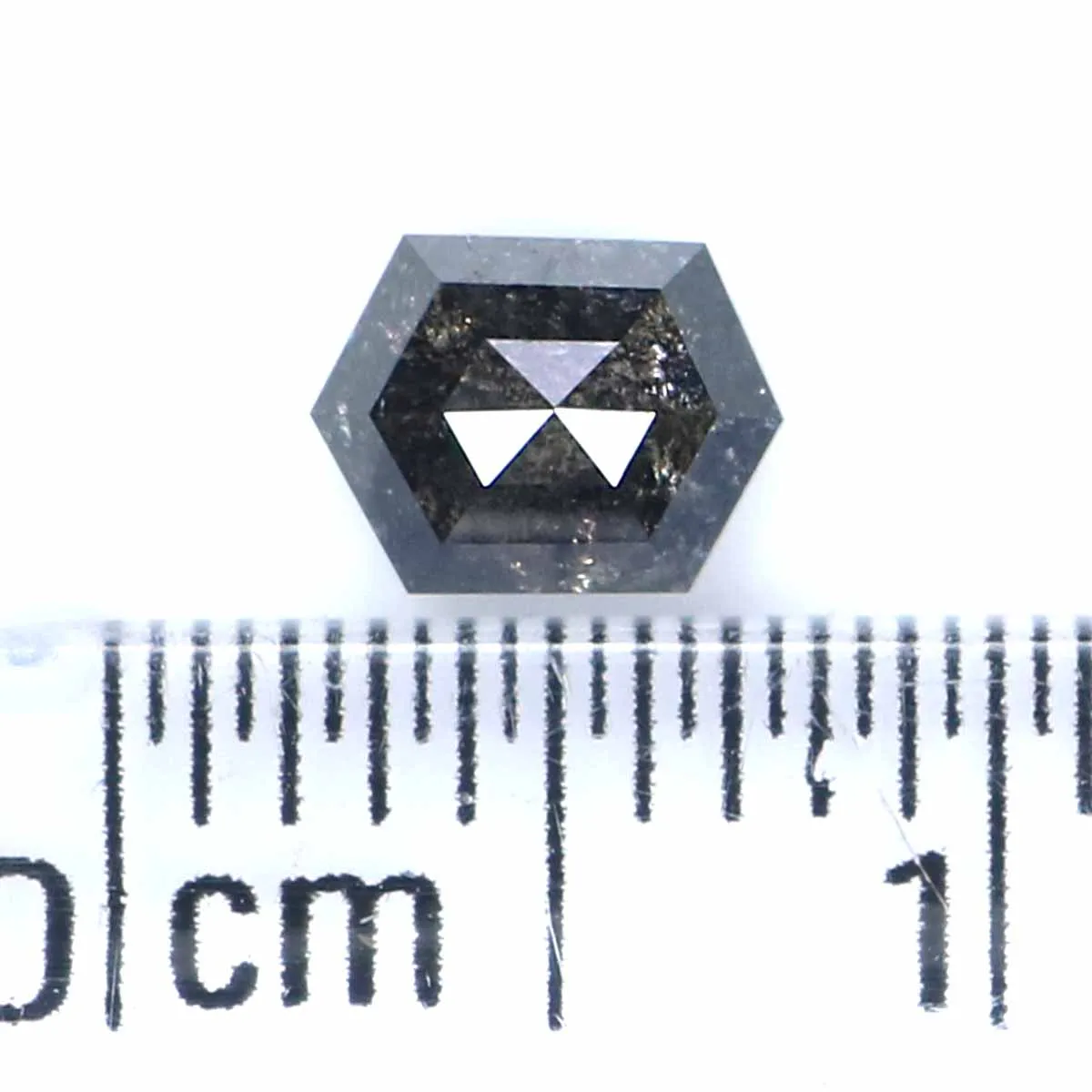 Natural Loose Hexagon Black Grey Salt And Pepper Color Diamond 0.50 CT 5.35 MM Hexagon Shape Rose Cut Diamond KR2541