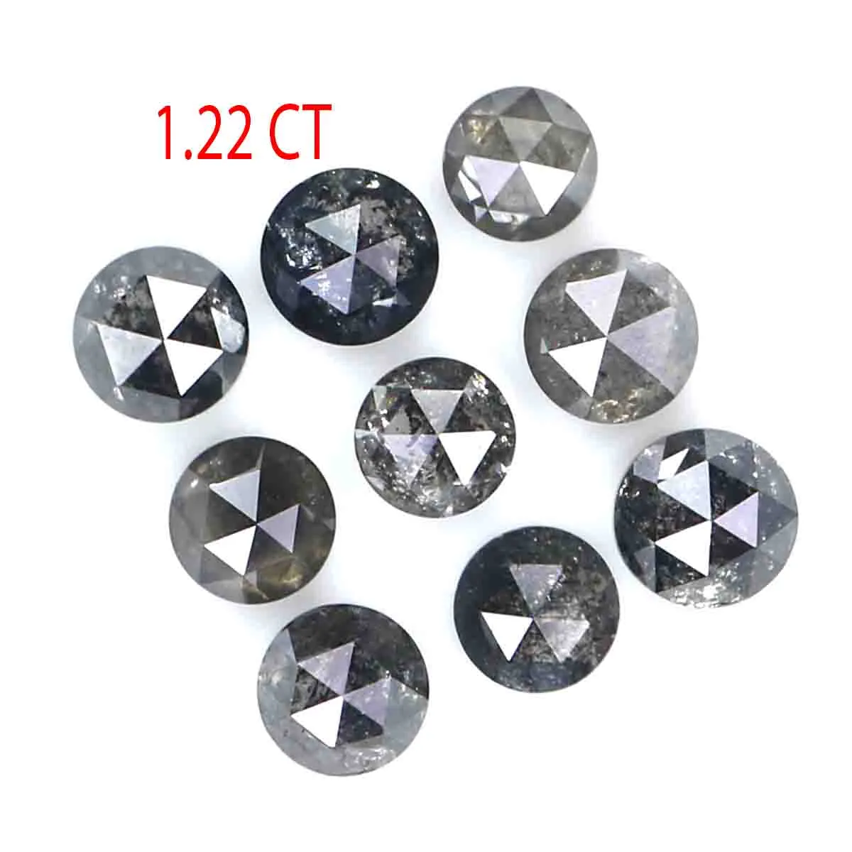 Natural Loose Rose Cut Salt And Pepper Black Grey Color Diamond 1.22 CT 2.70 MM Rose Cut Shape Diamond L2407