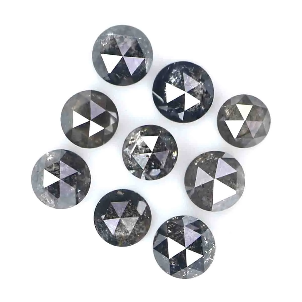 Natural Loose Rose Cut Salt And Pepper Black Grey Color Diamond 1.22 CT 2.70 MM Rose Cut Shape Diamond L2407