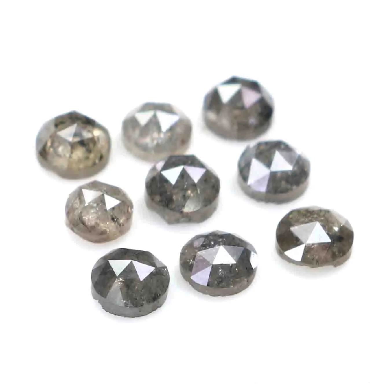 Natural Loose Rose Cut Salt And Pepper Black Grey Color Diamond 1.34 CT 2.78 MM Rose Cut Shape Diamond KR2551