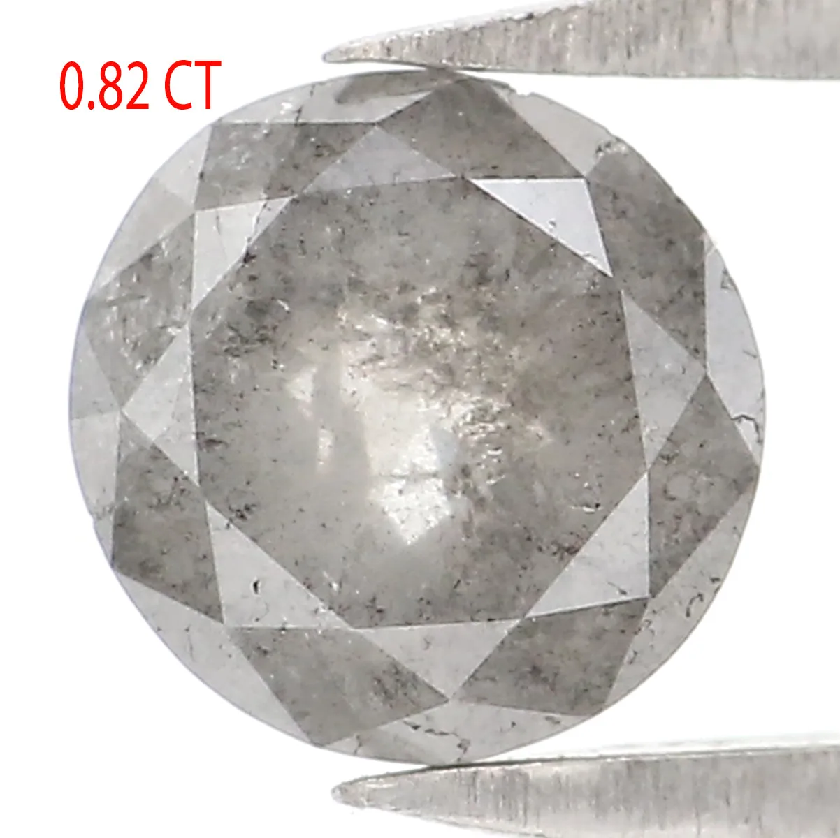 Natural Loose Rose Cut Salt And Pepper Diamond Black Grey Color 0.82 CT 5.47 MM Rose Cut Shape Diamond L2393