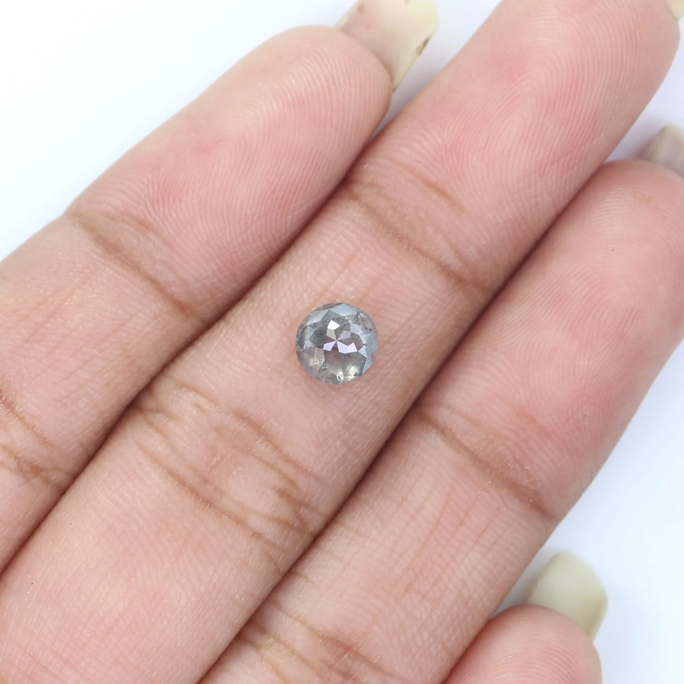 Natural Loose Rose Cut Salt And Pepper Diamond Black Grey Color 0.82 CT 5.47 MM Rose Cut Shape Diamond L2393