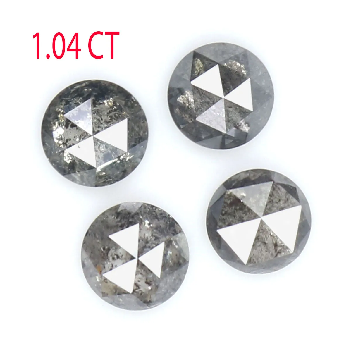 Natural Loose Rose Cut Salt And Pepper Diamond Black Grey Color 1.04 CT 3.91 MM Rose Cut Shape Diamond KR2548